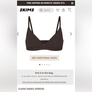 Skims bralette in the color expresso, size medium